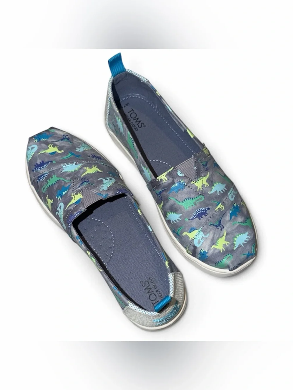 🦖💙 TOMS Dinosaur Print Slip-On Shoes | Boys 4.5Y | NWOB 👟